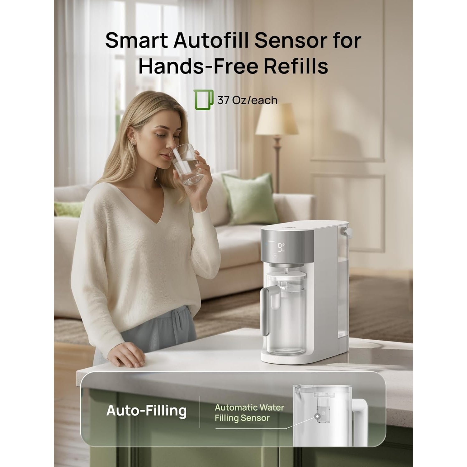 Countertop RO Water Filter, 3:1 Low Drain, TDS+Filter Life, No-Install Self-Cleaning