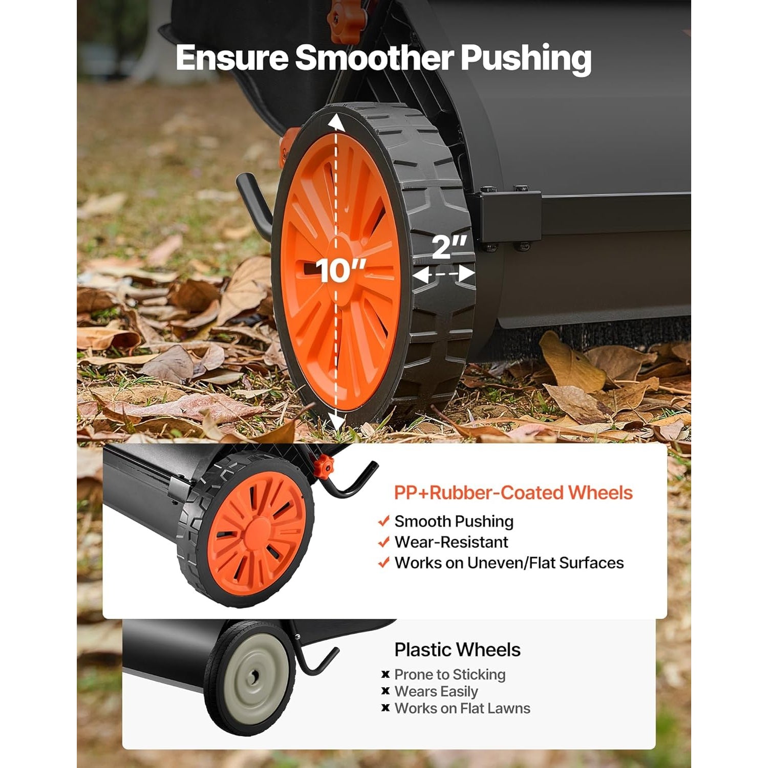26” Push Lawn Sweeper – 7 cu. ft. Collection Bag, Adjustable Brush Height, Heavy Duty