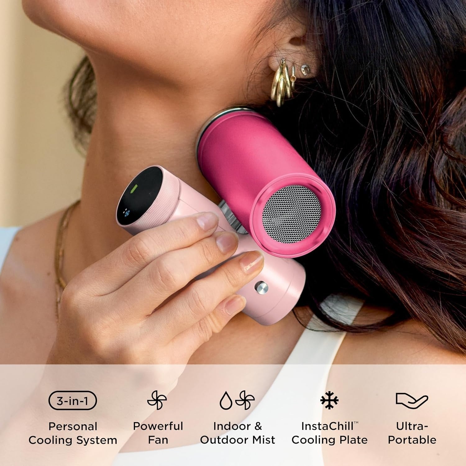 The Only 3-in-1 Personal Cooler: InstaChill Plate + Mist + Fan, 10 Speeds, Wearable (Carbon)